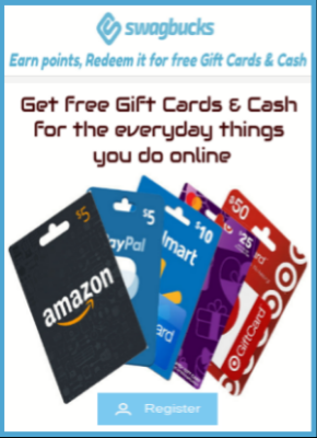 Swag Bucks - Earn points and redeem it for gift cards and cash reward
